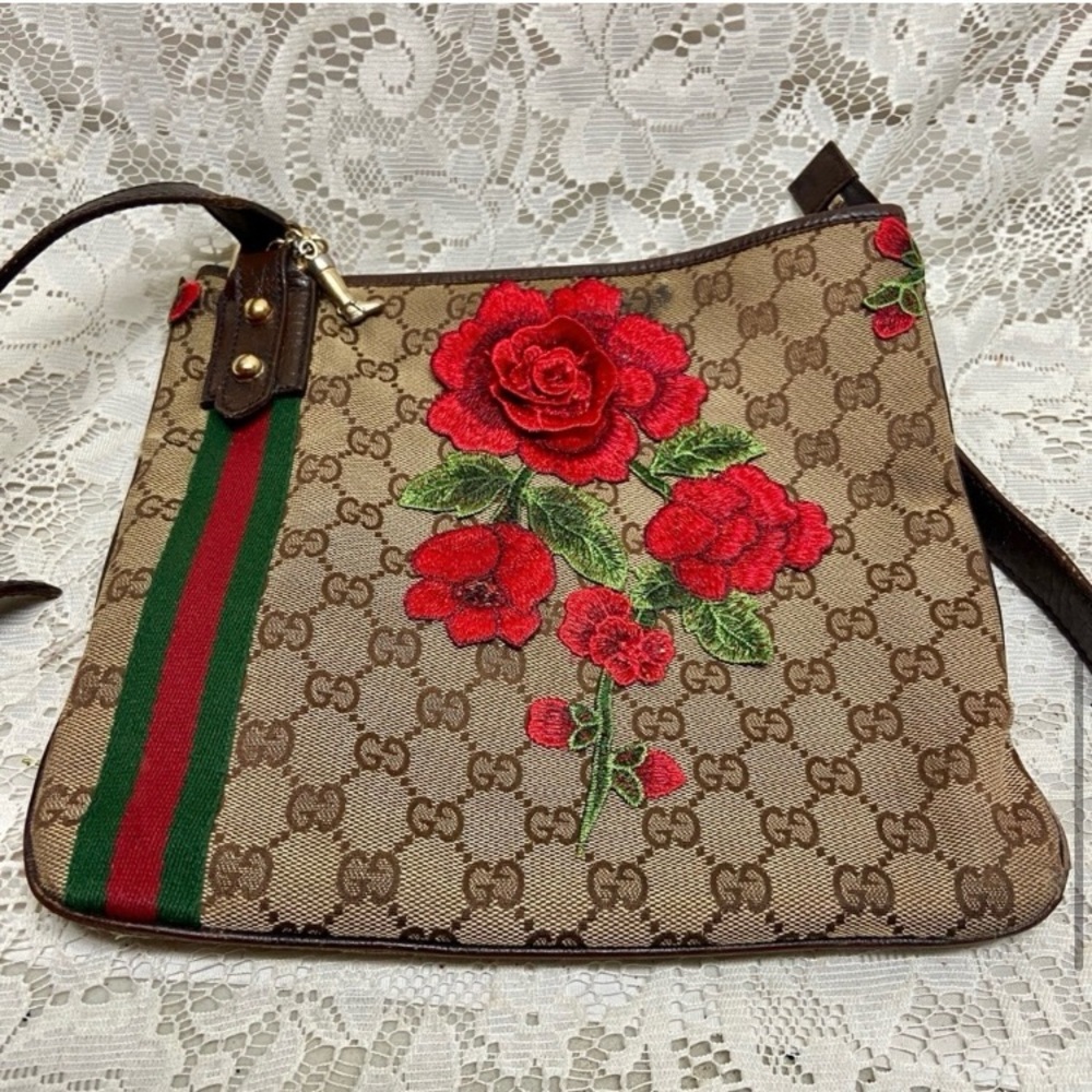 Vintage Gucci Brown Mono Sherry Line CB Bag 10in x 10in